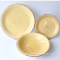 Popüler Handpainted Yemek Seramik Stoneware Plaka Setleri